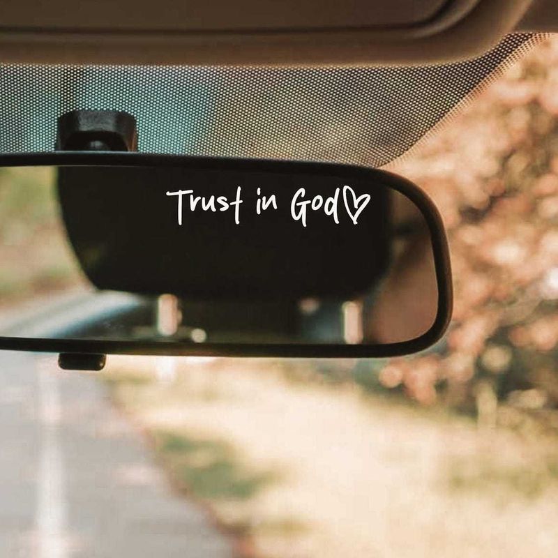 2 pack Trust in god car rearview mirror makeup mirror life faith decorative stickers_autovado.com