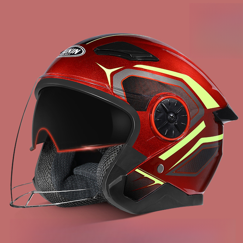New National Standard Electric Vehicle Women's Four Season Universal Winter Anti Fog And Warm Half Helmet, Men's Double_autovado.com