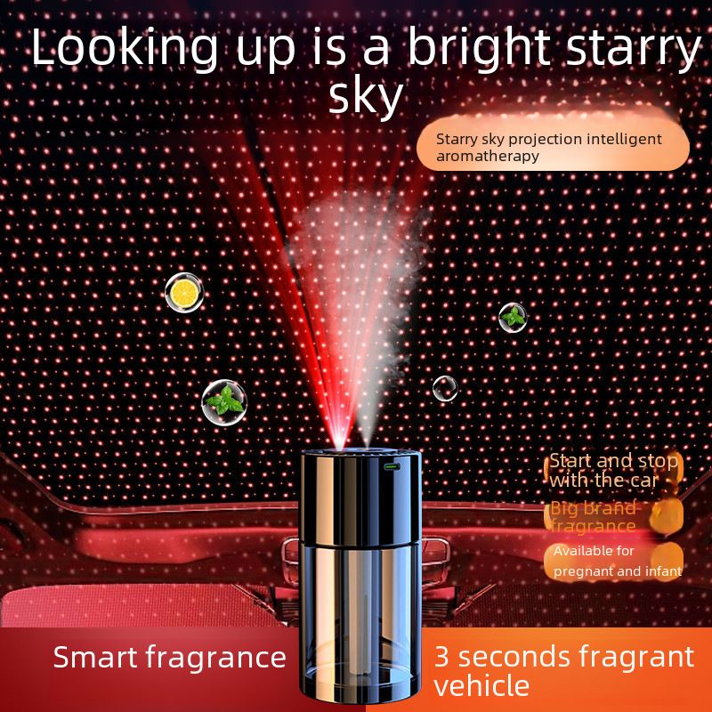 Car aromatherapy Machine car intelligent star ceiling lamp car perfume atomization humidifier automatic deodorant spray_autovado.com