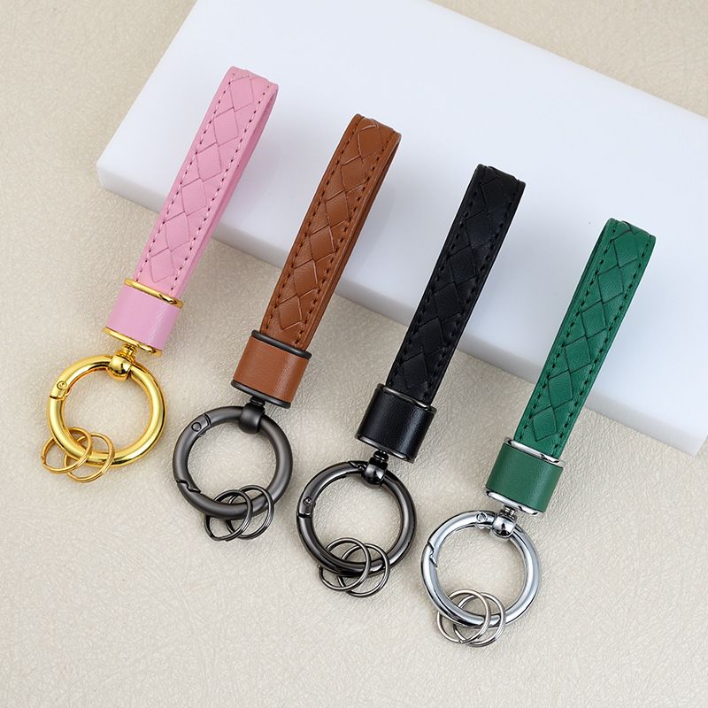 Version Car Keychain Diamond Pattern Leather Rope Luggage Pendant Fashion Couple Metal Key Chain Female Pendant_autovado.com