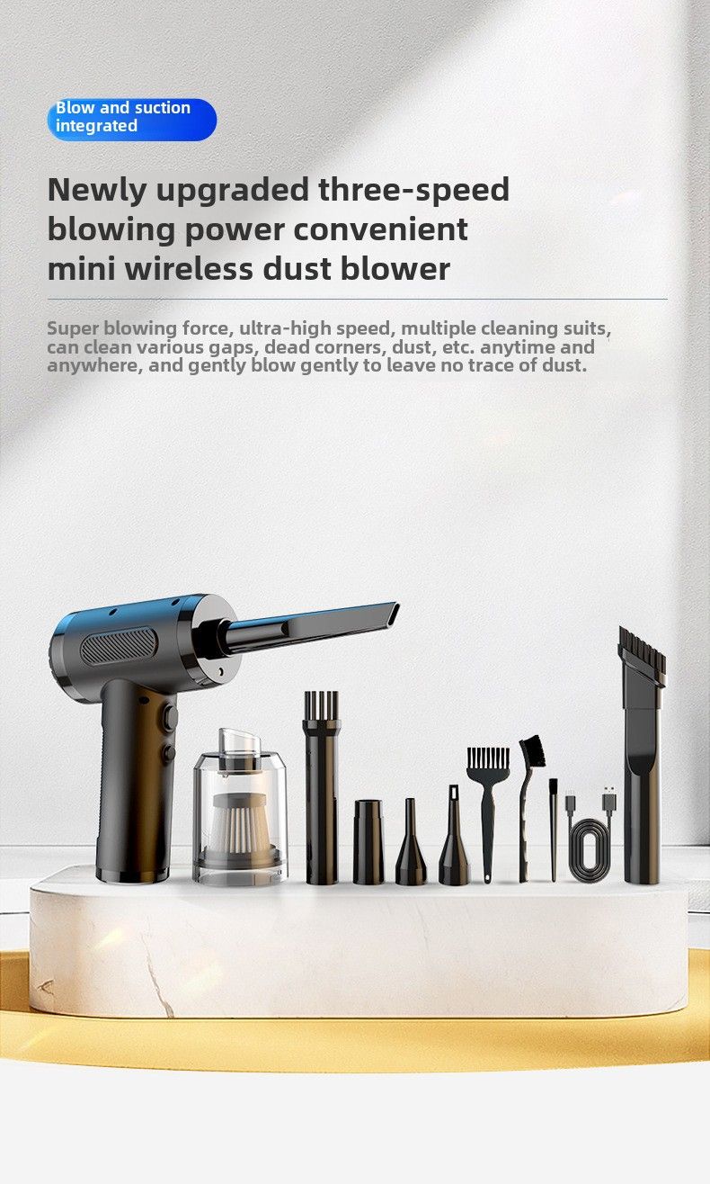 New car dust blower blowing and suction integrated handheld high power 50000RPM household car wireless vacuum cleaner_autovado.com