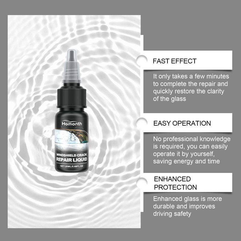 HOMONTH Windshield Crack Repair Kit, Clear Vision Automotive Front Windshield Nano Repair Solution Set_autovado.com