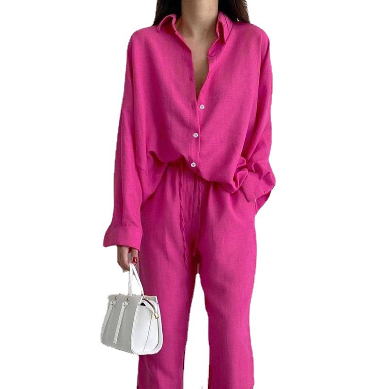 Temperament Lapel Long-sleeved Shirt Lace-up Pants Fashion Casual Suit_autovado.com