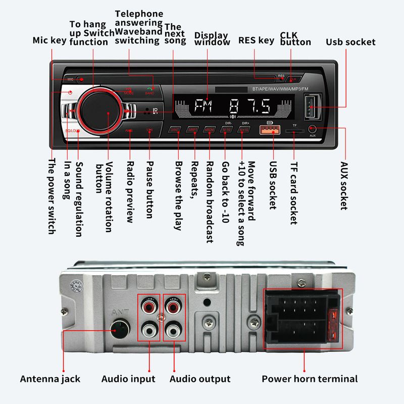 520 car player USB card radio Bluetooth hands free mp3 short player lossless music_autovado.com