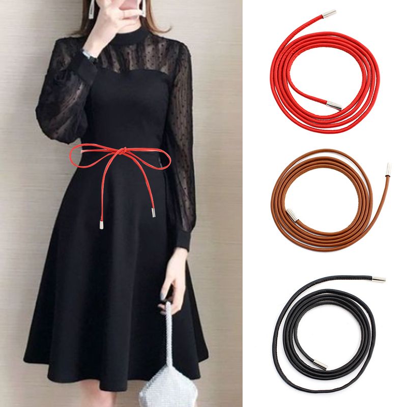 HOT New Female Chain Thin Belt Simple Decoration Tie With Dress Long Waist Rope Knotted Vintage Dresses String Waistband_autovado.com
