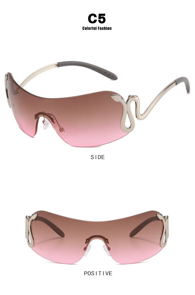 Unisex Spirit snake one-piece sunglasses Fashion personality sunglasses Fashion Y2K sunglasses_autovado.com