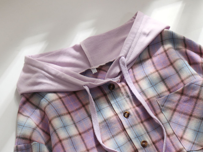 Women's Clothing autumn and winter new hooded sweatshirt buttoned casual shirt jacket_autovado.com
