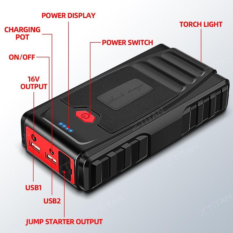 129800mAh Bank 3in1 Cable Emergency Power Supply Car Jump Starter & Air Pump Accessories Black_autovado.com