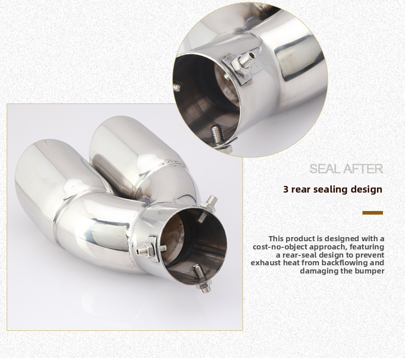 Cross-Border Hot-Selling Tail Thickened Stainless Steel Universal Model Blue Coated Slanted Double Row Car Exhaust Pipe_autovado.com