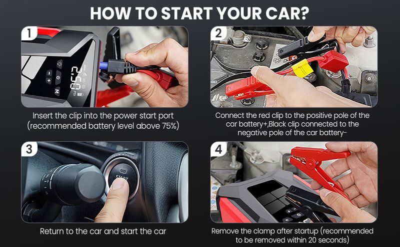 28000 MAh Jump Pump Multi-Function 4In1 Air Compressor Power Bank Battery Starter Start Car Tire Inflator_autovado.com