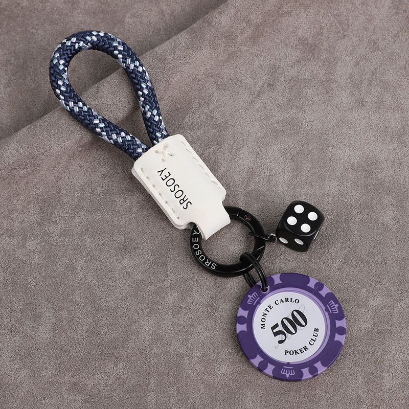 High Grade Original Cowhide Good Luck Chips Car Keychain Pendant Couple Personality Men And Women Bag Pendant Ring Chain Trend_autovado.com