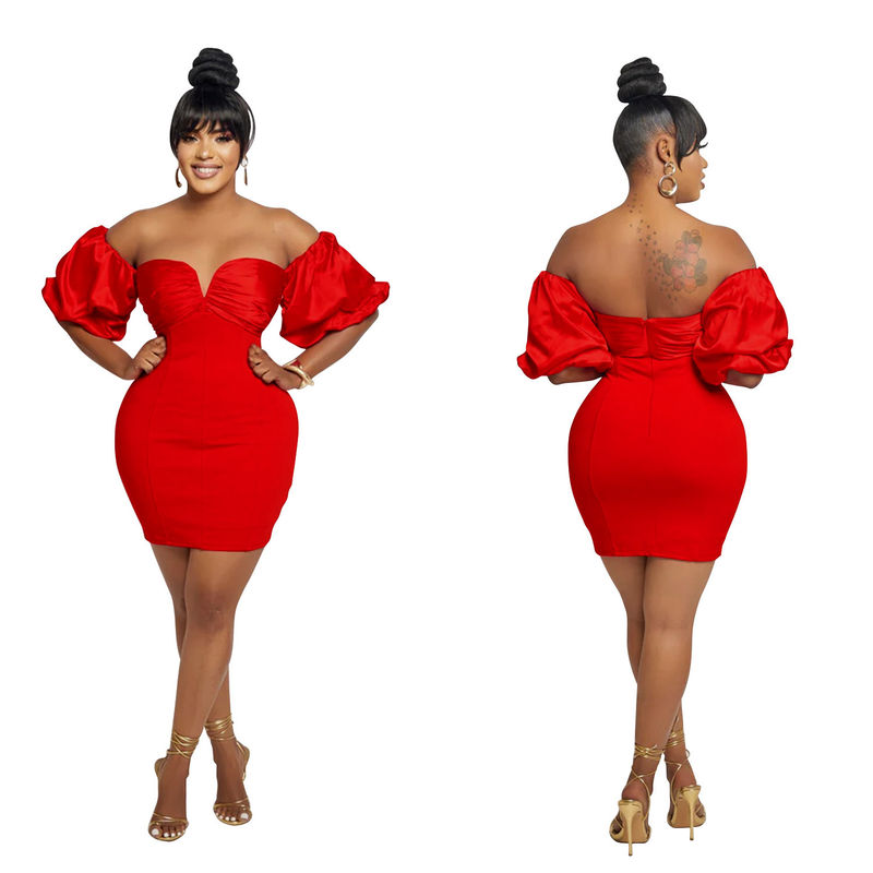 Women's Clothing fashion women's solid color short-sleeved pleated backless skirt dress_autovado.com