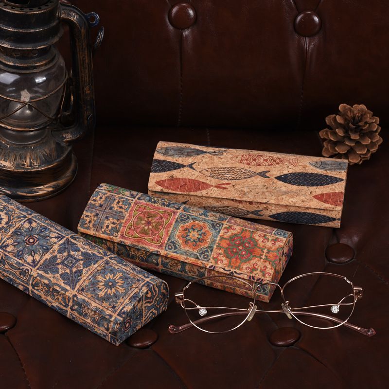 Unisex Vintage glasses case Wood spun spray painted leather sunglasses case literary anti-pressure prescription for myopia glasses case_autovado.com