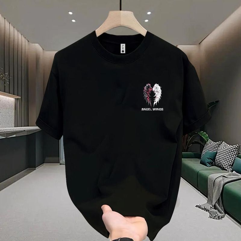 Men's Clothing style handsome heavy short sleeved T shirt for young men and women in summer new ins street loose round neck top_autovado.com