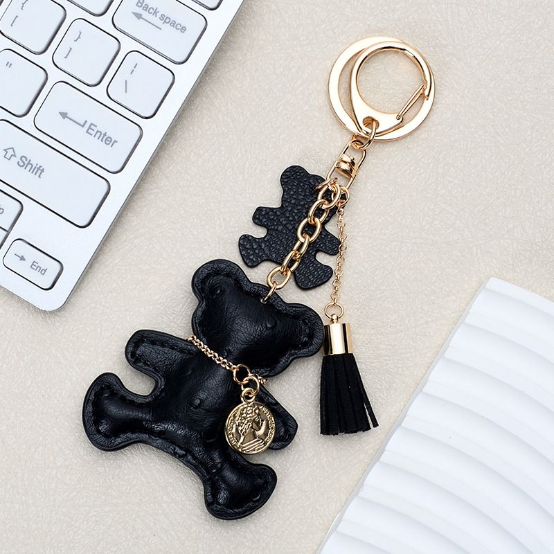 Ins Style Cute Necklace Bear Leather Key Pendant Creative Cartoon Ladies Bag Car Key Chain_autovado.com