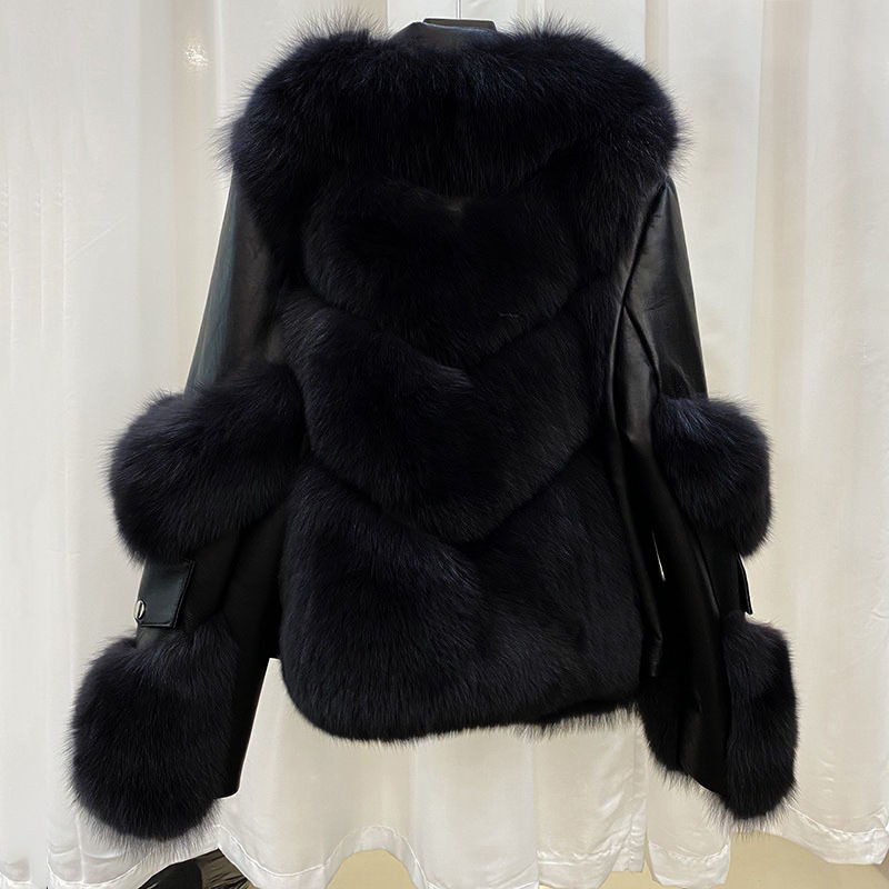 Women's Clothing fox fur quilted casual style fur coat loose high quality_autovado.com