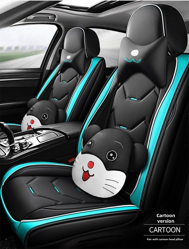 Car Cushion Four Seasons Suitable Cute All-inclusive Seat Cover Summer Full-enclosed Seat Cushion Goddess Leather Seat Cover New_autovado.com