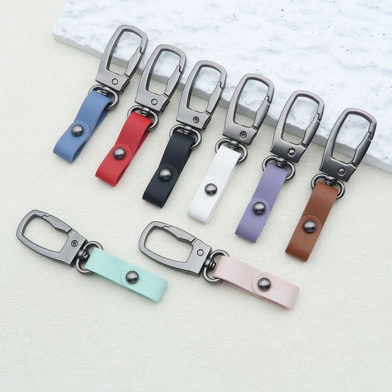 Square Metal Car Keychain Pendant Creative Simple Keychain Men's And Women's Leather Waist Keychain Accessories_autovado.com