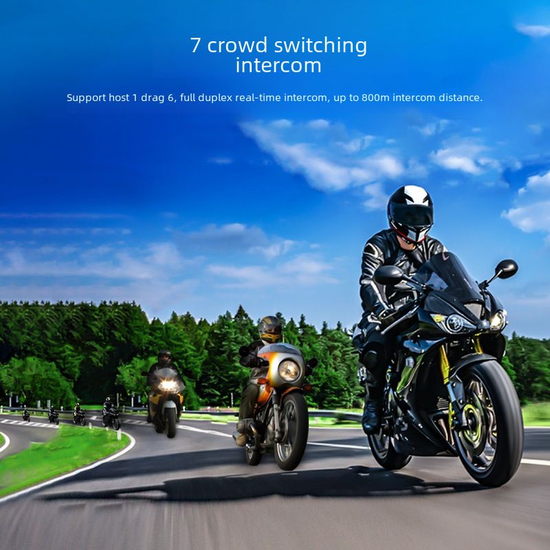 Motorcycle helmet Bluetooth intercom headset 7-person connection 1 drag 6 switch intercom 800 m intercom distance Q7 double pack_autovado.com