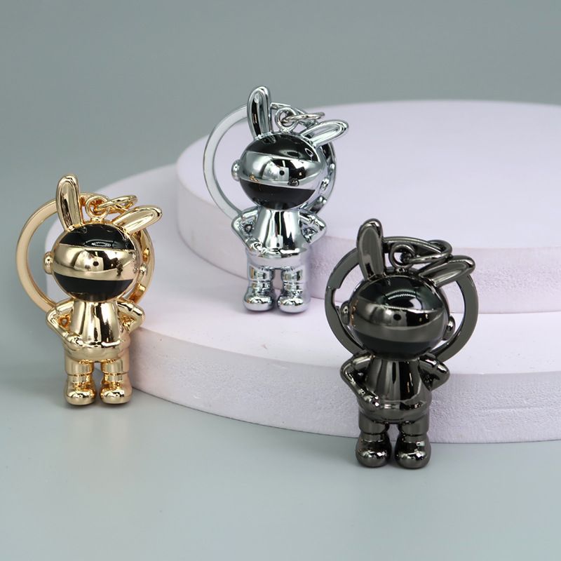 Metal Astronaut Rabbit Keychain Creative Drop Oil 3D Stereo Car Pendant_autovado.com