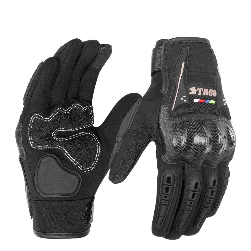 Motorcycle Gloves – All-Season Riding Gloves (Touchscreen, Anti-Slip, PE/Alloy/Carbon Shell, M/L/XL, Black/Red/Green)_autovado.com