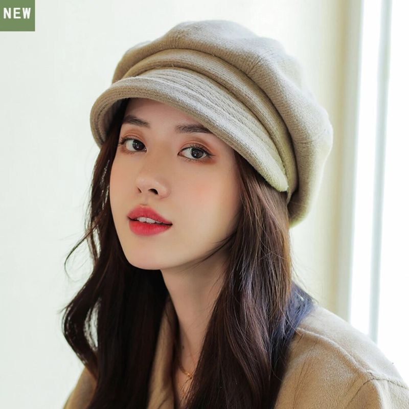 Hot Sale HT4270 Berets Women Solid Plain Autumn Winter Ladies Vintage Artist Painter Beret Hat Female Roll Brim Octagonal Cap_autovado.com