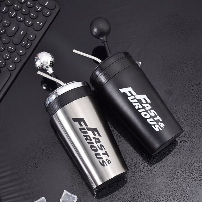 Car Cup Holder Bottle - 500ml With Straw_autovado.com