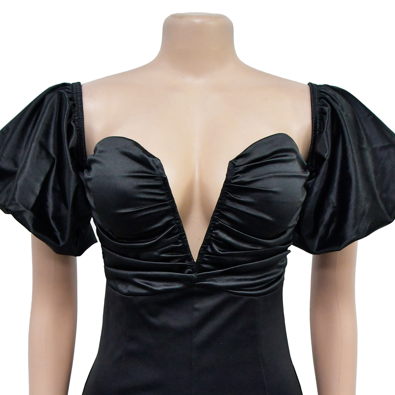 Women's Clothing fashion women's solid color short-sleeved pleated backless skirt dress_autovado.com