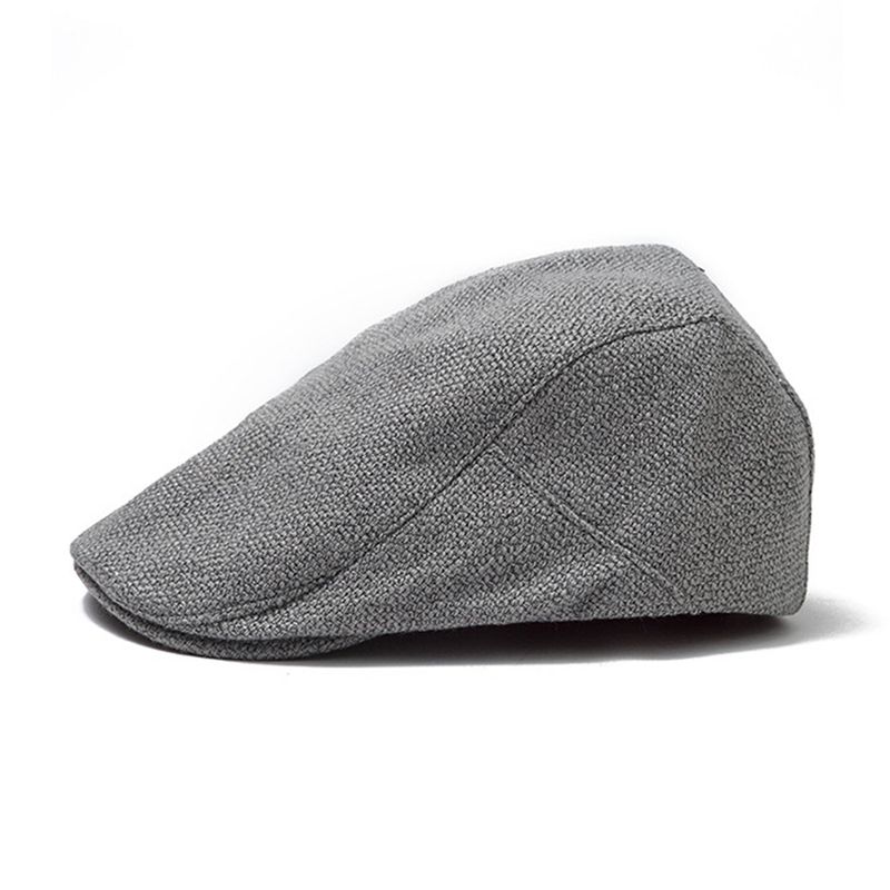 Hot Sale FLAT CAP Summer Mens Beret Linen Peaked Adjustable Newsboy Cap Breathable Vintage Solid Black Ivy Duckbill Hat_autovado.com