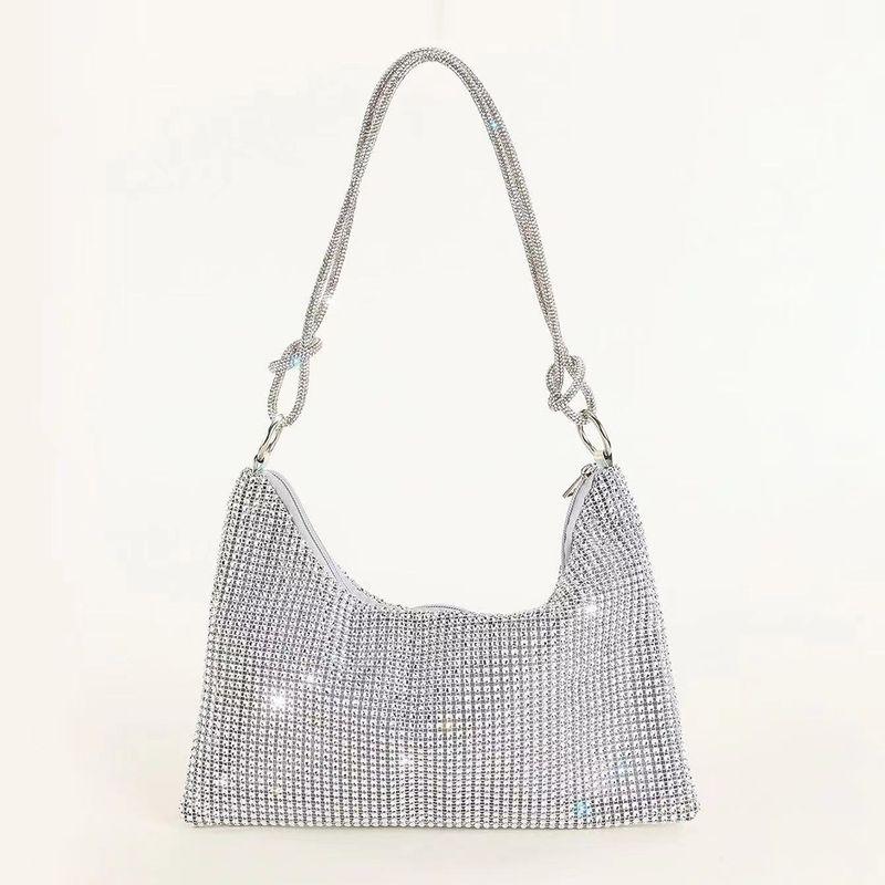 rhinestone knotted armpit bag diamond-studded trendy niche shoulder evening bag_autovado.com