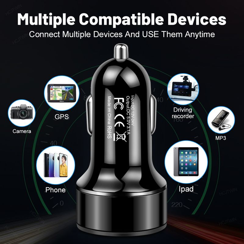 One To Two Cigarette Lighter Fast Head Multifunctional Flash Charging Aluminum Alloy LED Digital Display Car Charger_autovado.com