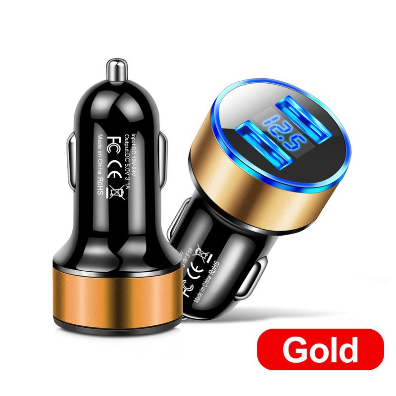 One To Two Cigarette Lighter Fast Head Multifunctional Flash Charging Aluminum Alloy LED Digital Display Car Charger_autovado.com