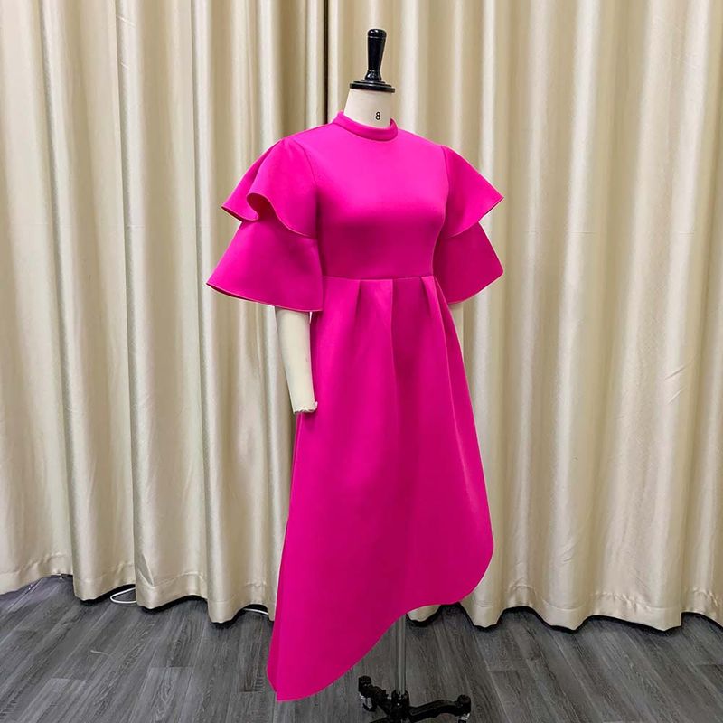 Women's Clothing women's new style double half turtleneck solid color large swing evening dress large size dress_autovado.com