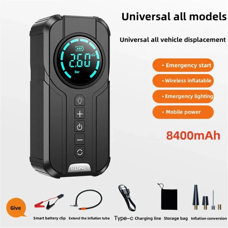 Pump Car Jump Starter Power Bank Lighting Portable Air Compressor Cars Battery Starters Starting Auto Tyre Iator_autovado.com