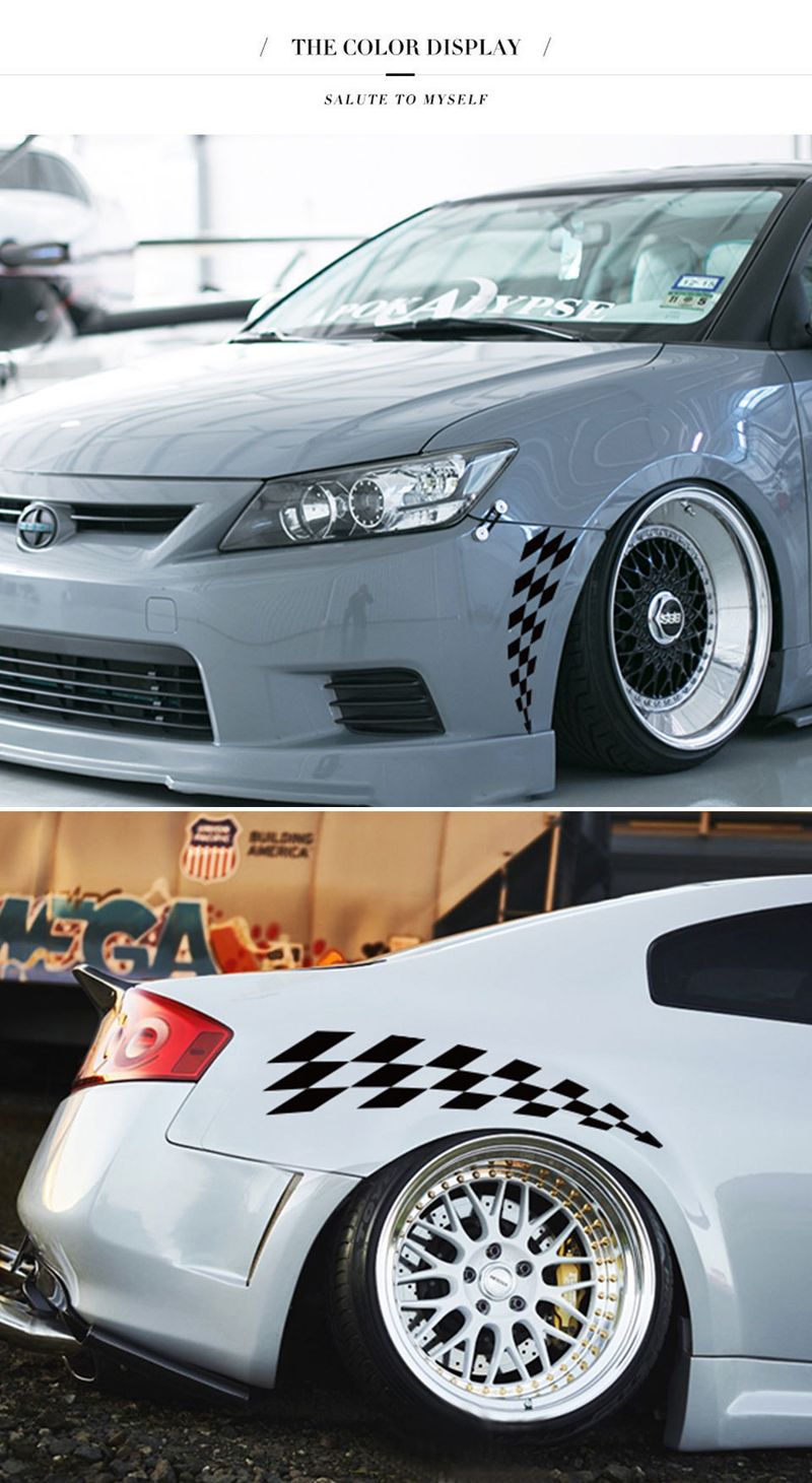 New Product Grid Flag Arch Reflective Scratch Blocking Long Strip Car Wheel Sticker Matching_autovado.com