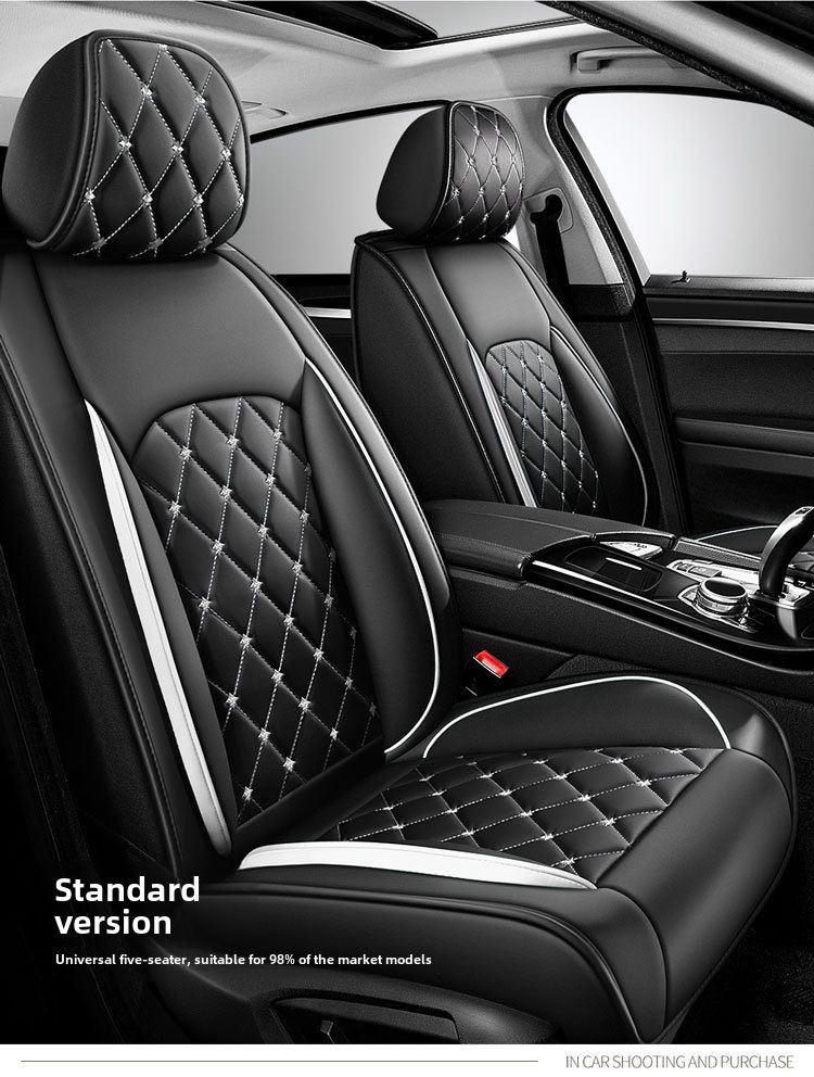 New Crown All-inclusive Full Leather Diamond Four Seasons Car Cushion Four Seasons Universal Dog Head Cartoon Car Seat Cover_autovado.com
