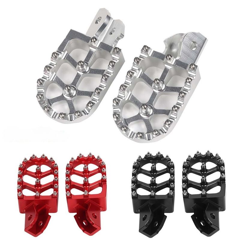 S2R CNC Aluminum Alloy Anti-Slip Foot Pegs For Electric Dirt Bike - Universal Fit, Durable & Lightweight (Black/Red/Silver)_autovado.com