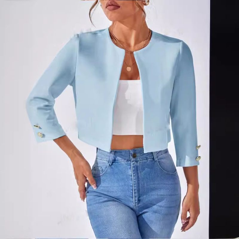 Women's Clothing Fashion Casual Temperament Commuter Niche Top Round Neck Jacket _autovado.com