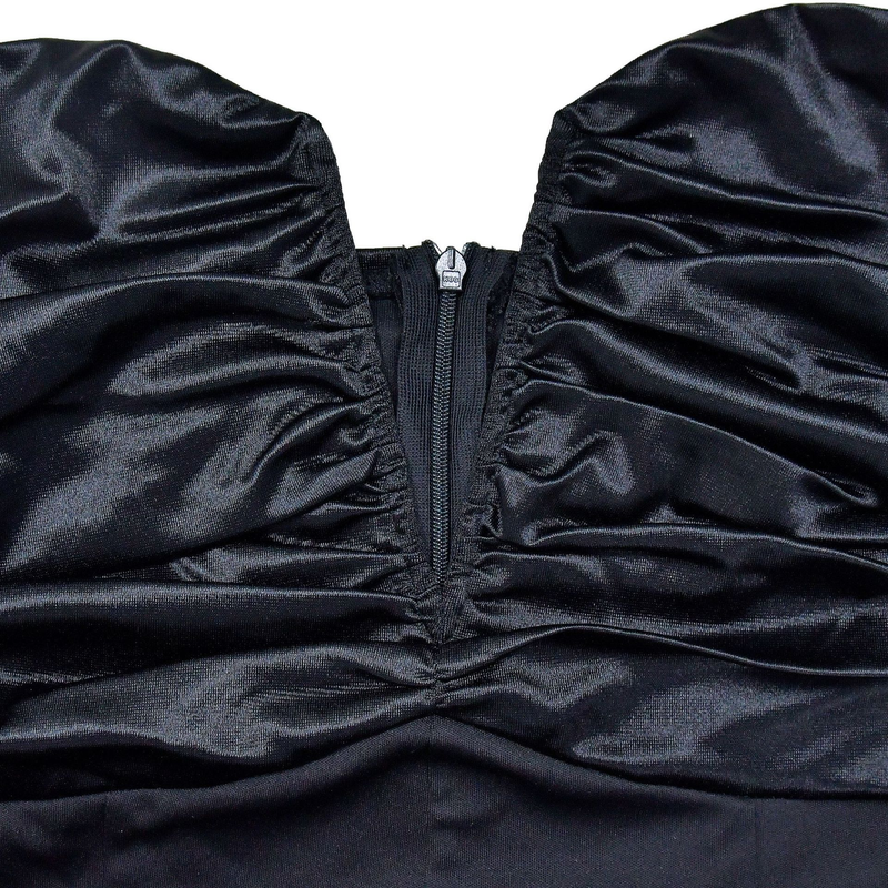 Women's Clothing fashion women's solid color short-sleeved pleated backless skirt dress_autovado.com