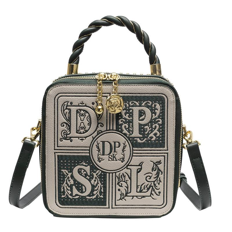 Niche Design Embroidered Vintage Style Letter Handbag Shoulder Crossbody Women's Bag_autovado.com