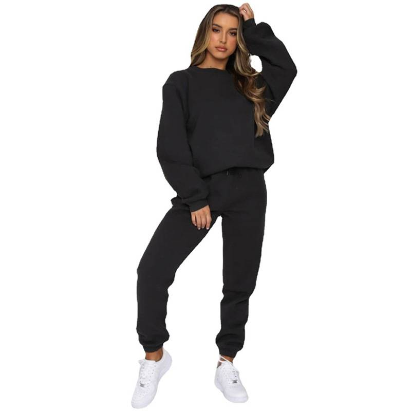 fashion suits for women long-sleeved loose round neck sweatshirt casual sports trousers_autovado.com