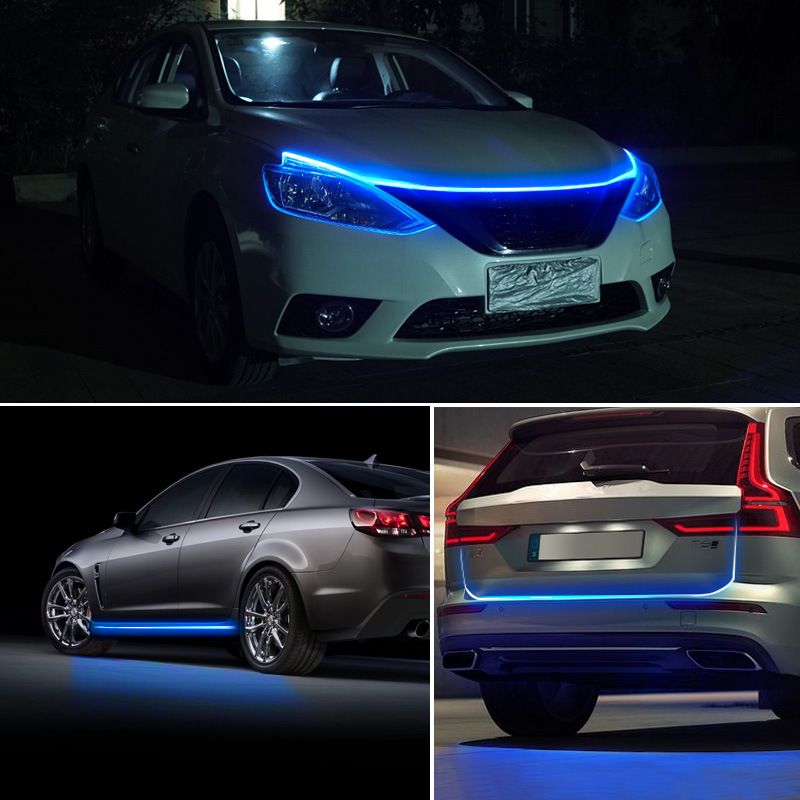 12V Start Scan Lighting Daytime Running Hood Strip Waterproof Car DIY Neon Through Light_autovado.com