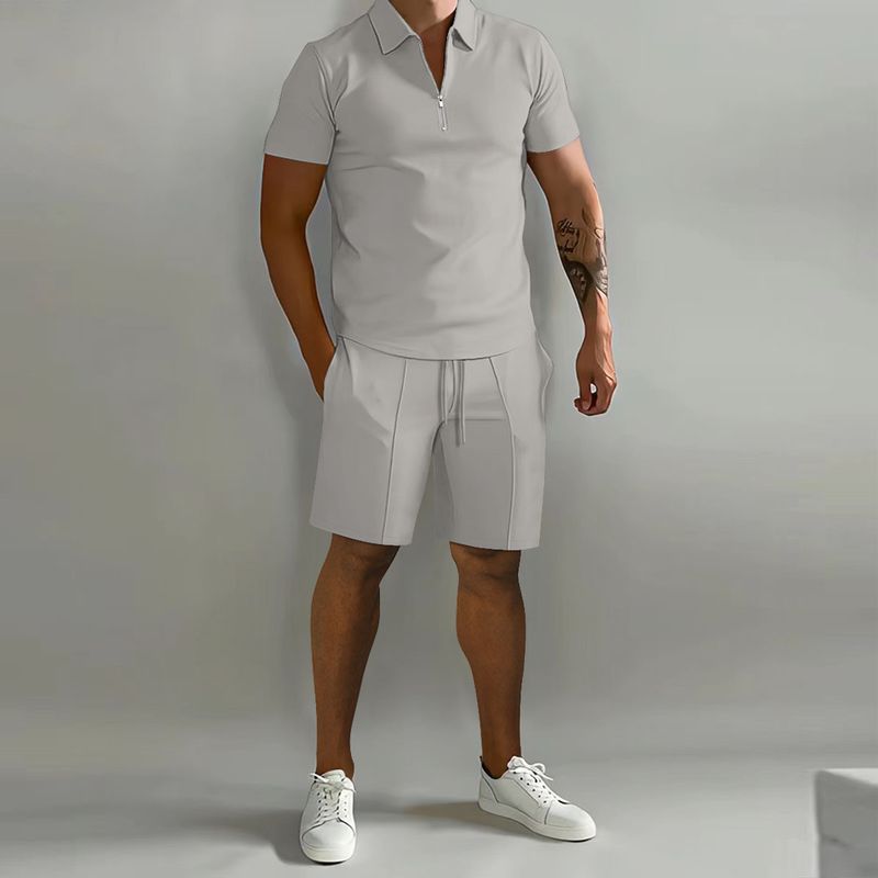 Men's Polo Casual Loose Short Sleeve Shorts Tracksuit_autovado.com