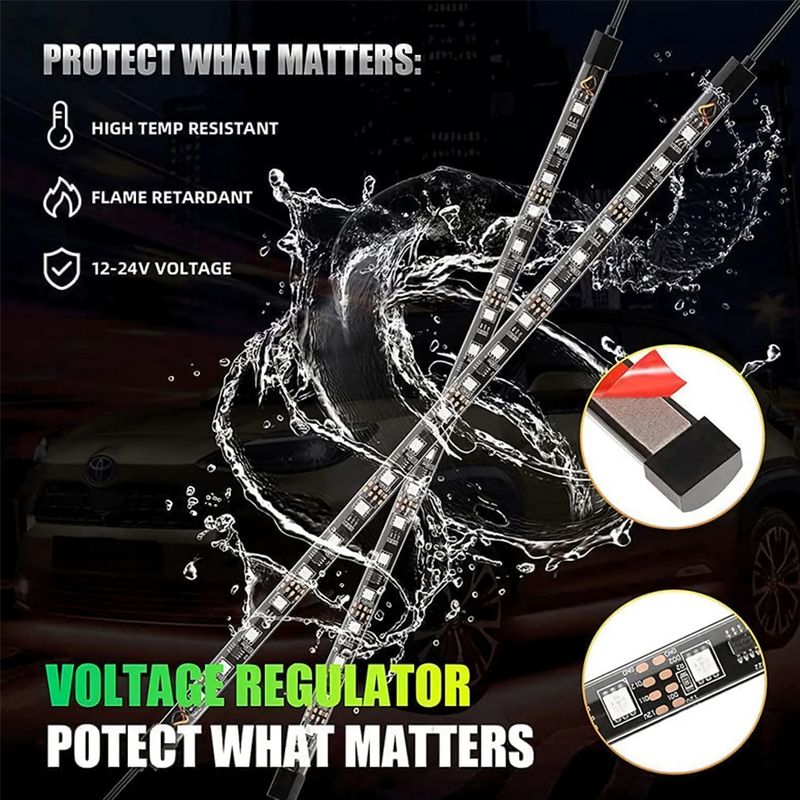 Compatible Car Underbody Decorative One-to-Four Voice-Controlled Atmosphere Colorful Remote Control Mobile APP Ambient_autovado.com