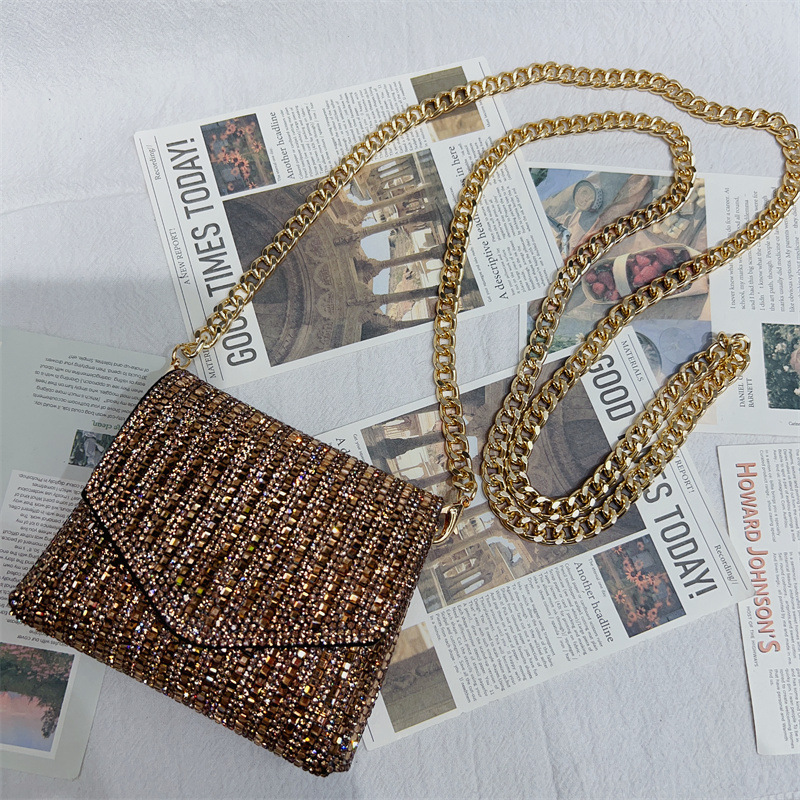 women's bags, super shiny chains, full of rhinestones, small square bags, messenger bags, celebrity evening bags_autovado.com