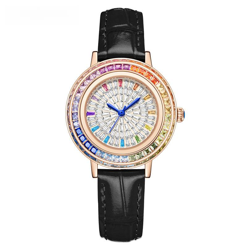 Ladies high-end crystal jewelry with diamond inlaid quartz watch, light luxury dress jewelry watch_autovado.com