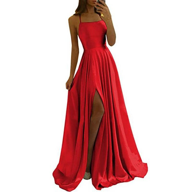 Women's evening dress long suspender graduation party bridesmaid dress temperament slim dress_autovado.com