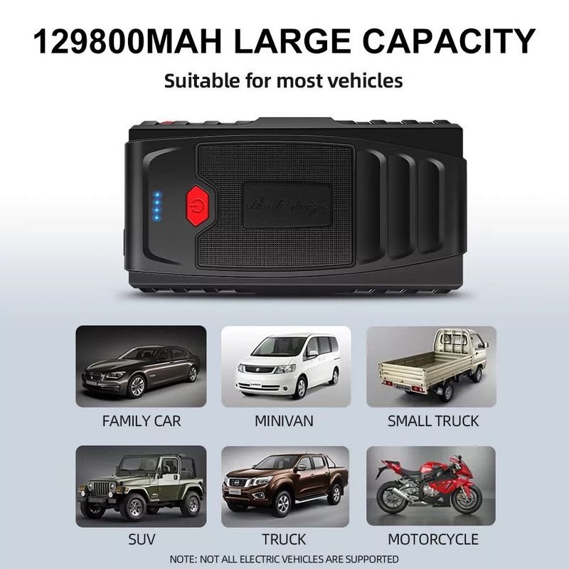 12V Jumper Tire Air Pump Booster Portable USB Car Emergency Starter Power Bank Phone Charger_autovado.com