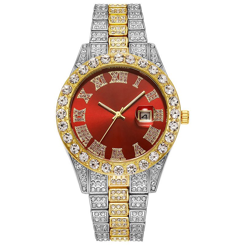 Men's And Women's Watch Steel Band Hiha Roman Scale Diamond Calendar Student Quartz Wristwatch_autovado.com