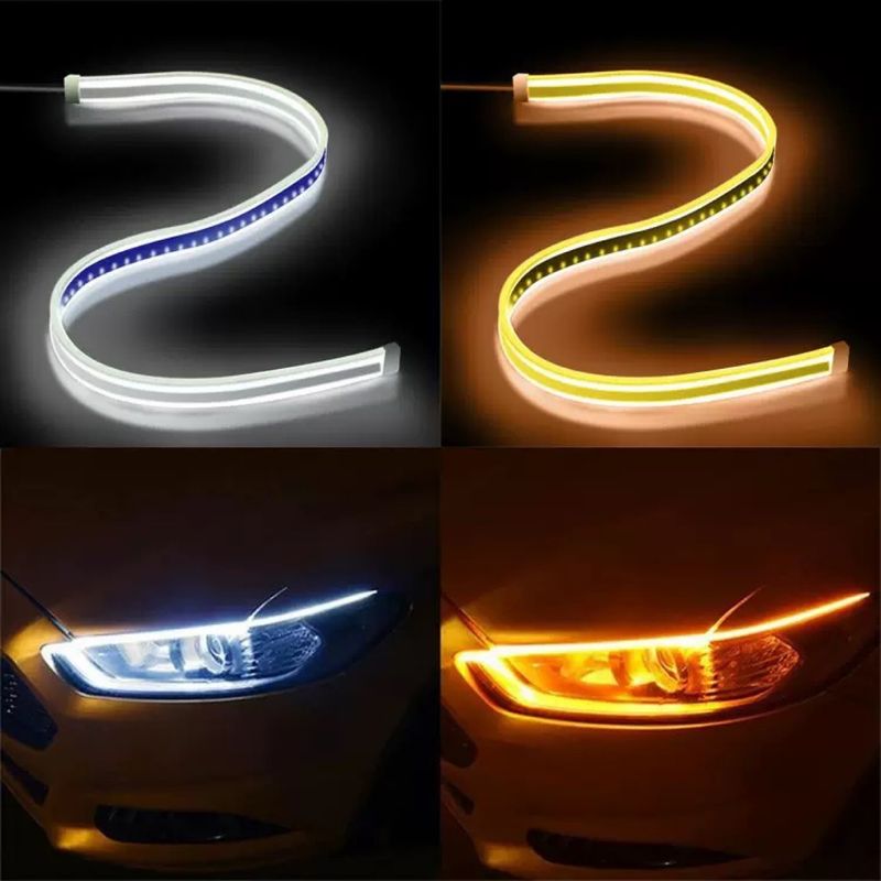 Car Daytime Running Ultra-Thin Guide Flowing Turn Signal Universal LED Silicone Light Strip No Disassembly Required_autovado.com